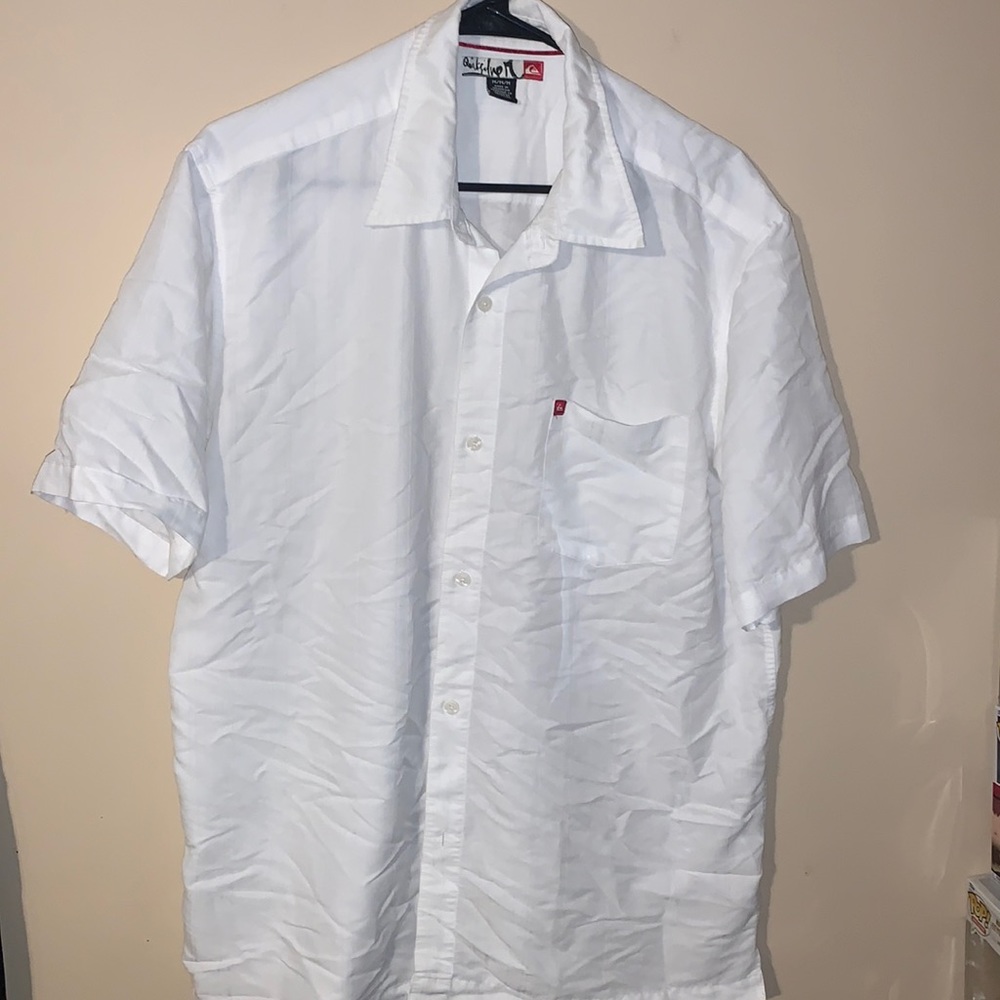Quicksilver Medium White Button Down Soft Skater